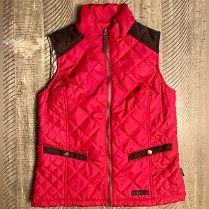 Red with faux suede trim house chore vest Size S